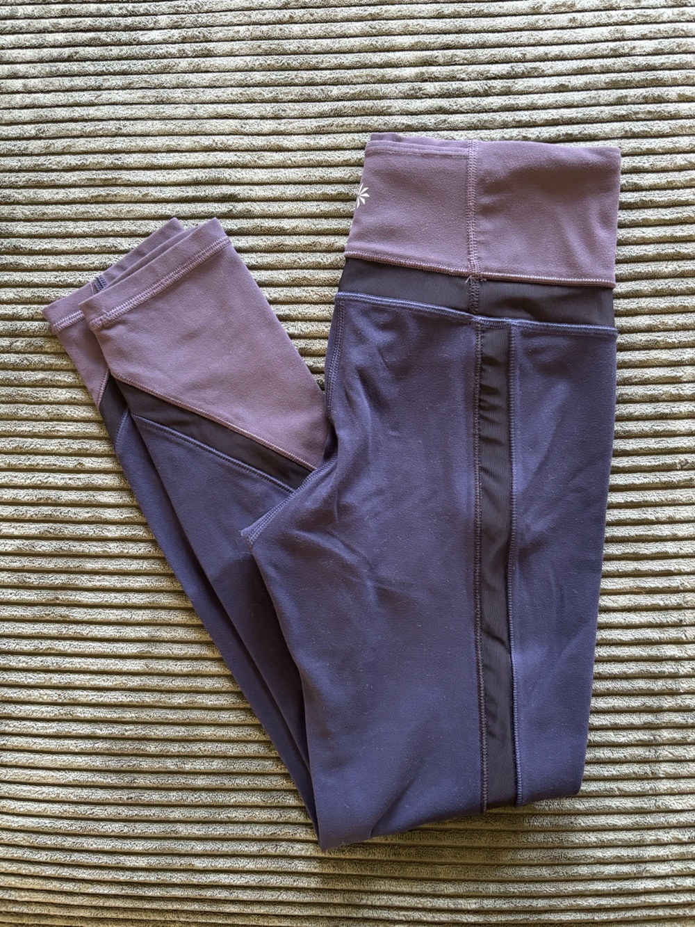 Athleta Two-Tone Purple & Blue High-Waist Leggings
